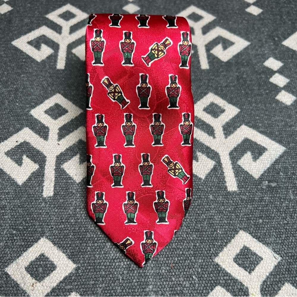 Red Toy Soldier Nutcracker Patterned Christmas  Men's Tie